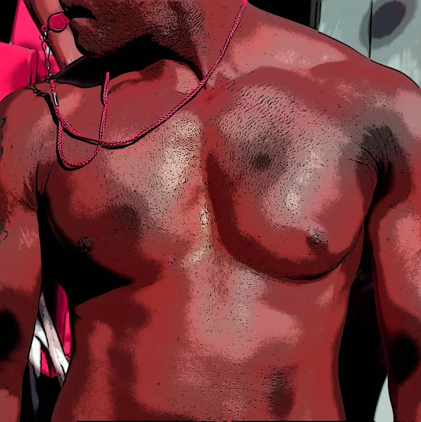Muž Tělo Torzo Znamení Ilustrace Pop Art Pozadí Ikona Gay — Stock fotografie