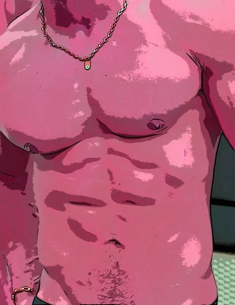 ゲイ男体胴サインイラストポップアートの背景アイコンとともにカラースポット — ストック写真