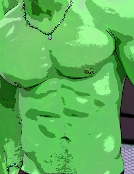 Homosexuell Mann Körper Torso Zeichen Illustration Pop Art Hintergrund Symbol — Stockfoto
