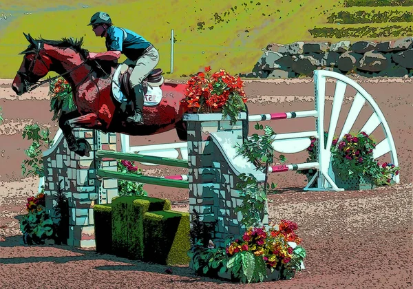 Bromont Canada Juli Onbekende Ruiter Een Paard Tijdens 2011 Illustratie — Stockfoto