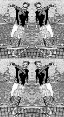 Roger Federer renk lekeli pop-art arkaplan simgesini imzaladı