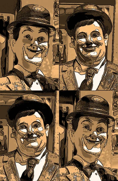 Stan Laurel Oliver Hardy Çizgi Roman Aktörleri Renk Lekeli Pop — Stok fotoğraf