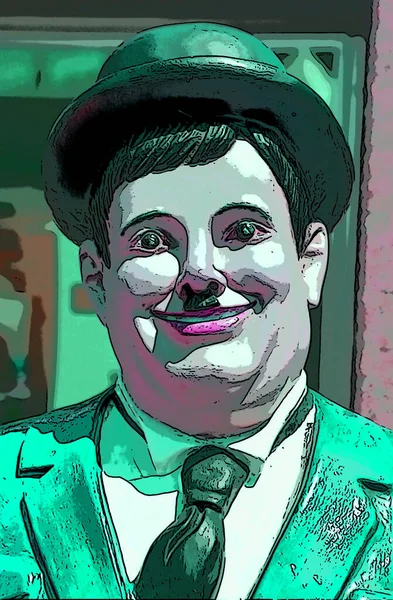 Oliver Hardy American Comic Actor Sign Illustration Pop Art Background — Stock Photo, Image