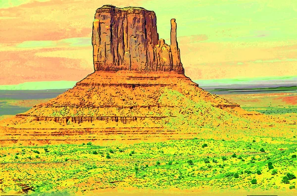 Monument Valley Található Arizona Utah Állam Vonal Jel Illusztráció Pop — Stock Fotó