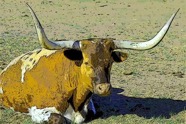 Texas Longhorn Sign Illustration Pop Art Background Icon Color Spot — 스톡 사진