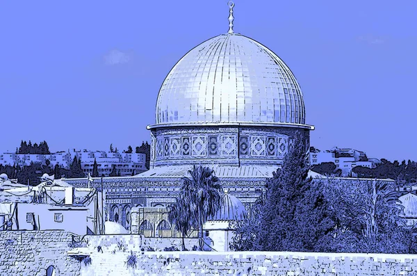 Tempio Monte Gerusalemme Israele Segno Illustrazione Pop Art Sfondo Icona — Foto Stock