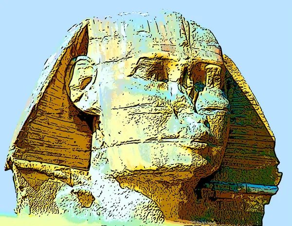 埃及狮身人面像开罗埃及标志着带有彩色斑点的流行艺术背景图标 — 图库照片