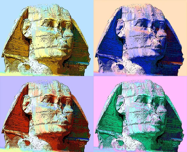 Mısır Sfenksi Kahire Mısır Renk Lekeli Pop Art Arkaplan Simgesi — Stok fotoğraf