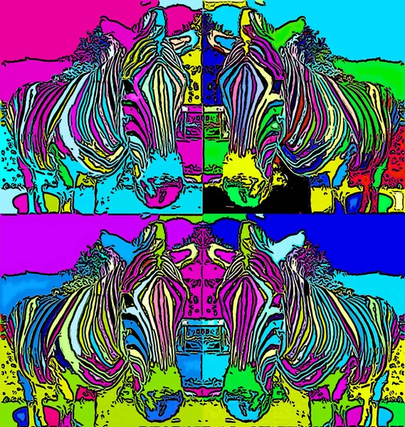 Signo Cebra Ilustración Pop Art Icono Fondo Con Manchas Color —  Fotos de Stock