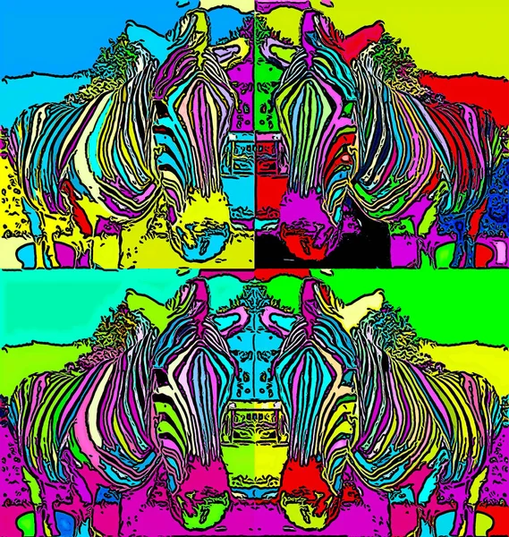 Signo Cebra Ilustración Pop Art Icono Fondo Con Manchas Color —  Fotos de Stock