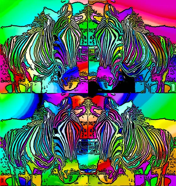 Zebra Sign Illustrate Pop Art Background Icon Color Spots — стокове фото