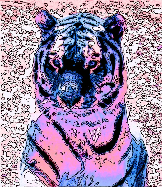 Tiger Merkki Kuvitus Pop Art Tausta Kuvake Väri Täpliä — kuvapankkivalokuva