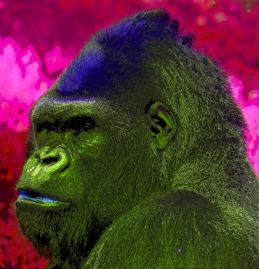 Goril işareti renk lekeli pop-art arkaplan simgesi