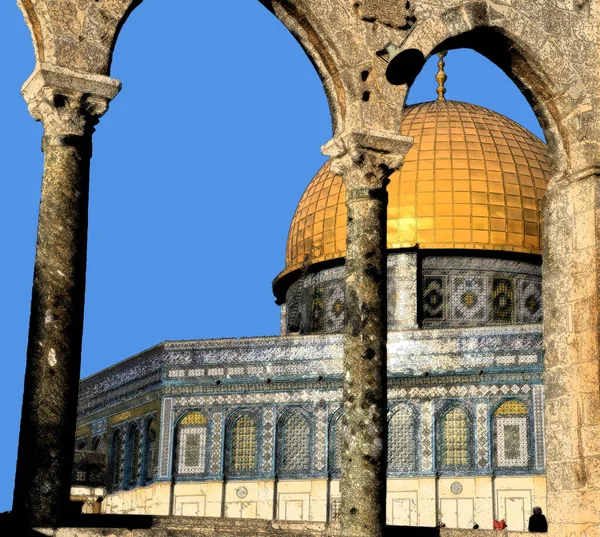 Jerusalem Israel Ναός Mount Ιερουσαλήμ Ισραήλ Σημάδι Εικονογράφηση Pop Art — Φωτογραφία Αρχείου