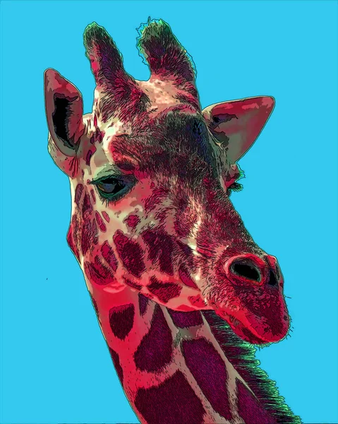 长颈鹿标志图为带有色斑的流行艺术背景图标 — 图库照片