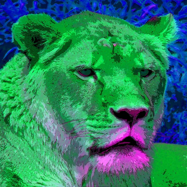 Lion Σημάδι Εικονογράφηση Pop Art Εικονίδιο Φόντου Έντονα Χρώματα Κηλίδες — Φωτογραφία Αρχείου