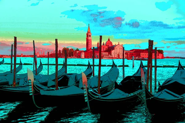 Venice Italy 2019 유명하고 놀라운 이탈리아 도시의 곤돌라가 베네치아 대운하 — 스톡 사진