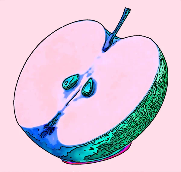 Ícone Fundo Pop Art Ilustração Sinal Apple Com Manchas Cor — Fotografia de Stock