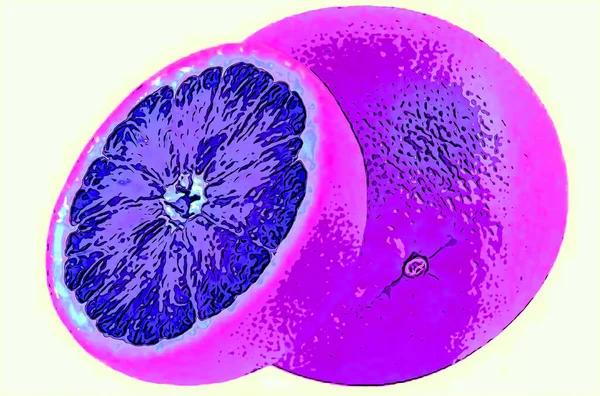 Grappefrucht Zeichen Illustration Pop Art Hintergrund Symbol Mit Farbflecken — Stockfoto