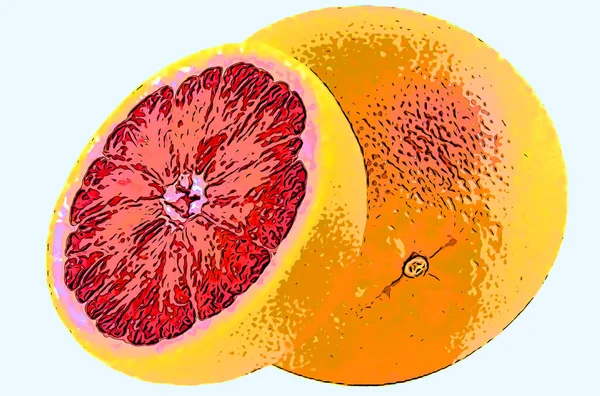 Grappefruit Tecken Illustration Pop Art Bakgrund Ikon Med Färgfläckar — Stockfoto