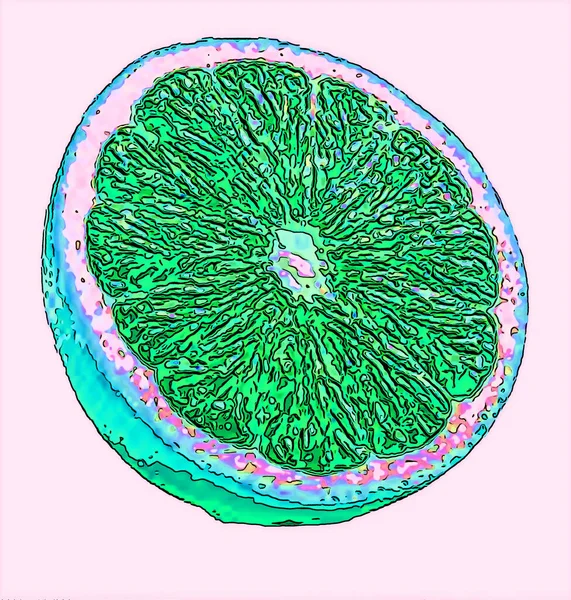 柚子标志图为带有色斑的流行艺术背景图标 — 图库照片