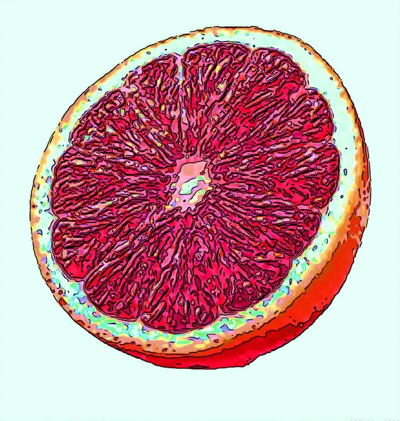 Грапфрутовый Знак Иллюстрации Иконка Поп Арт Фон Цветовыми Пятнами — стоковое фото