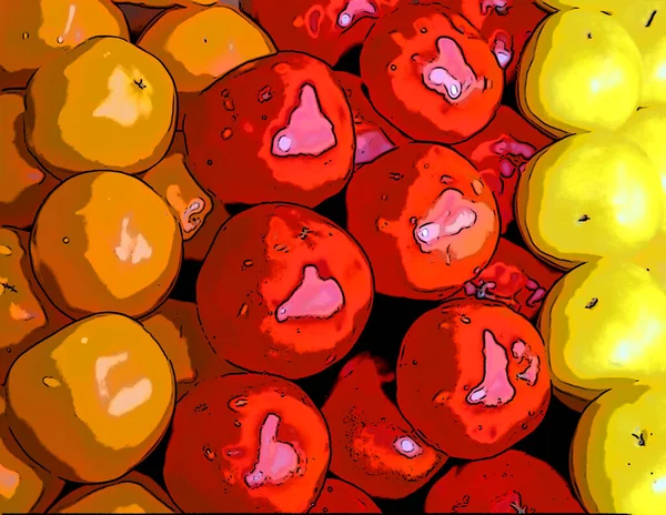 Pomidor Znak Ilustracja Pop Art Tło Ikona Kolorowe Plamy — Zdjęcie stockowe