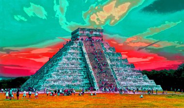 CHICHEN ITZA MEXICO - 11 12 2003: Chichen Itza Mexico Maya halkı tarafından yapılmış büyük bir Kolombiya öncesi şehir.