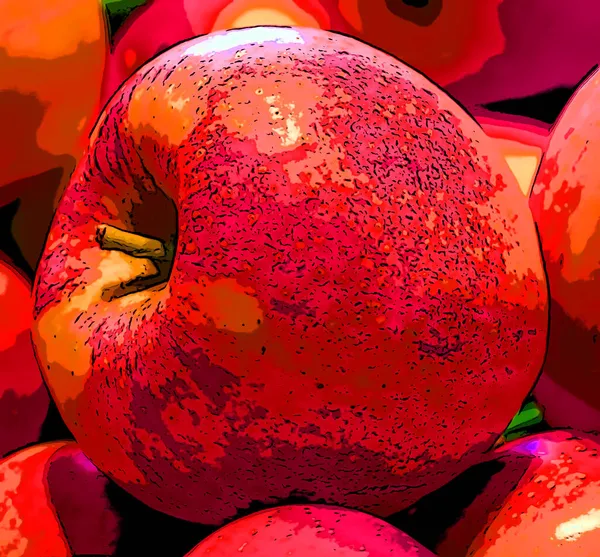Apple Segno Illustrazione Pop Art Icona Sfondo Con Macchie Colore — Foto Stock