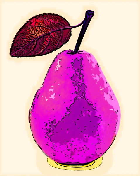 カラースポット付きの梨の看板イラストポップアートの背景アイコン — ストック写真