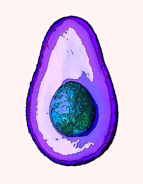 Helft Van Verse Rijpe Avocado Geïsoleerd Witte Achtergrond Bovenaanzicht — Stockfoto