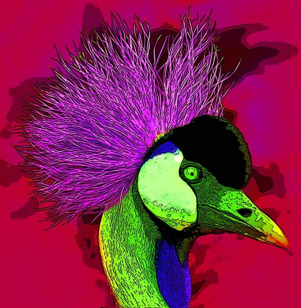 Crown Crane Sign Illustration Pop Art Background Icon Color Spots — Stock Photo, Image