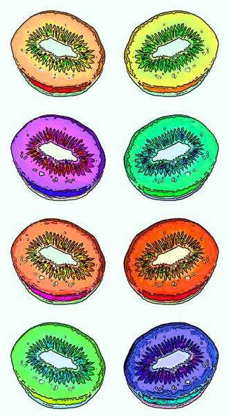Kiwi Signe Illustration Pop Art Icône Fond Avec Des Taches — Photo