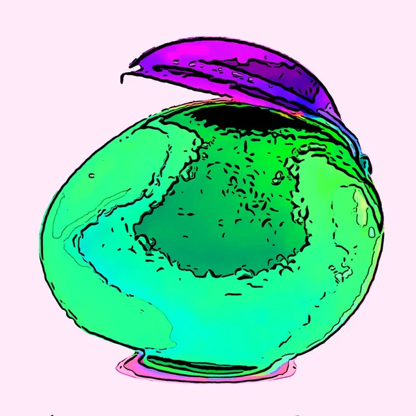 Mango Segno Illustrazione Pop Art Icona Sfondo Con Macchie Colore — Foto Stock