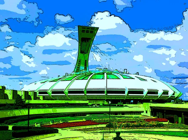 Montréal Canada 2013 Stade Olympique Montréal Tour Signent Illustration Fond — Photo