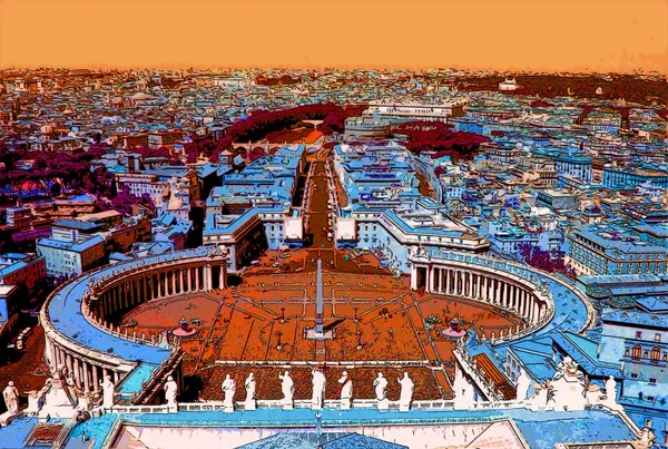 Vatican City Italy 2003 Famous Saint Peter Square Vatican Aerial — Stock Photo, Image