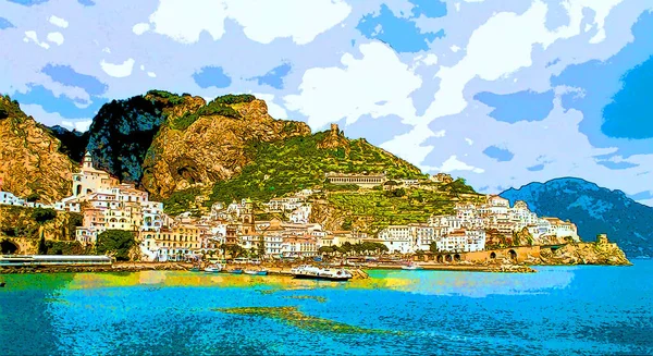 Amalfi Kıyı Talya 2003 Amalfi Sahili Güney Talya Tyrhenian Denizi — Stok fotoğraf