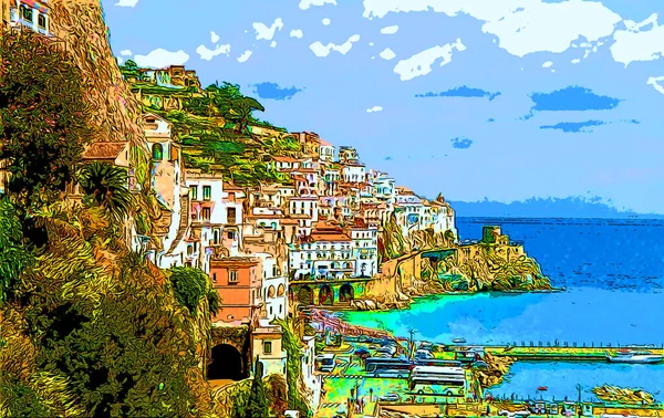 Amalfit Coast Italië 2003 Amalfikust Een Kuststrook Zuid Italië Met — Stockfoto
