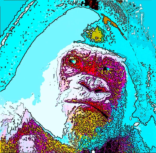 Albino Gorilla Snö Flinga Tecken Illustration Pop Art Bakgrund Ikon — Stockfoto