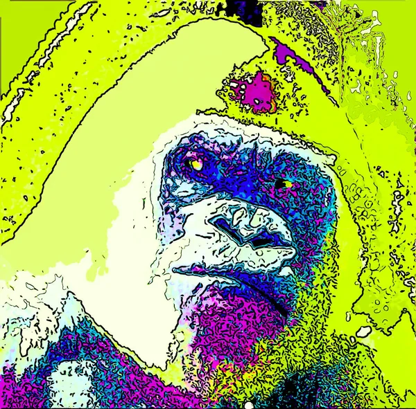 Albino Gorilla Snow Flake Sign Illustration Pop Art Background Icon — 스톡 사진