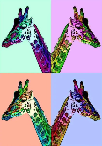 Giraffe Sign Illustration Pop Art Background Icon Color Spots — Stock Photo, Image