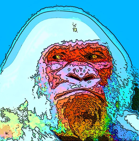 Albino Gorilla Neve Fiocco Segno Illustrazione Pop Art Sfondo Icona — Foto Stock