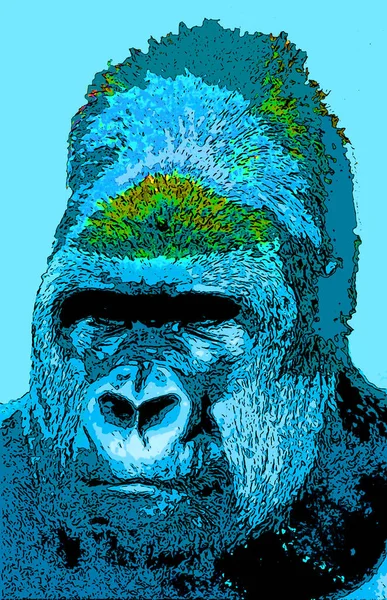 Signo Gorila Ilustración Pop Art Icono Fondo Con Manchas Color — Foto de Stock
