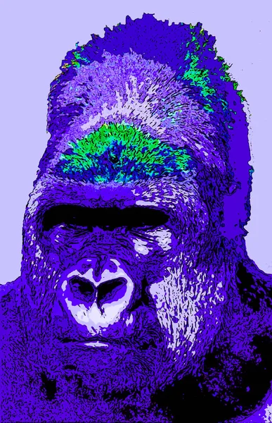 Gorila Znamení Ilustrace Pop Art Pozadí Ikona Barevnými Skvrnami — Stock fotografie
