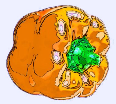 Biber işareti resimleme renk lekeli pop-art arkaplan simgesi