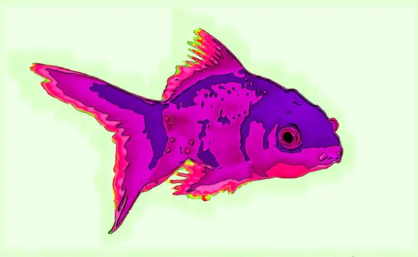金鱼标志图以生动的色彩展示流行艺术的背景图标 — 图库照片