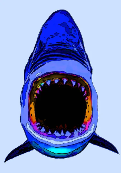 Grand Requin Blanc Signe Illustration Pop Art Icône Fond Avec — Photo