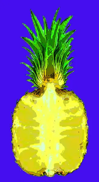 Ananas Segno Illustrazione Pop Art Icona Sfondo Con Macchie Colore — Foto Stock