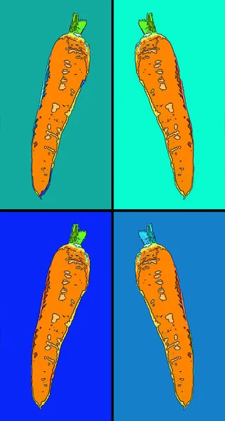 Морквяний Знак Ілюстрація Поп Арт Значок Тла Кольоровими Плямами — стокове фото