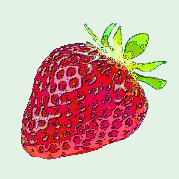 Erdbeere Zeichen Illustration Pop Art Hintergrund Symbol Mit Farbflecken — Stockfoto